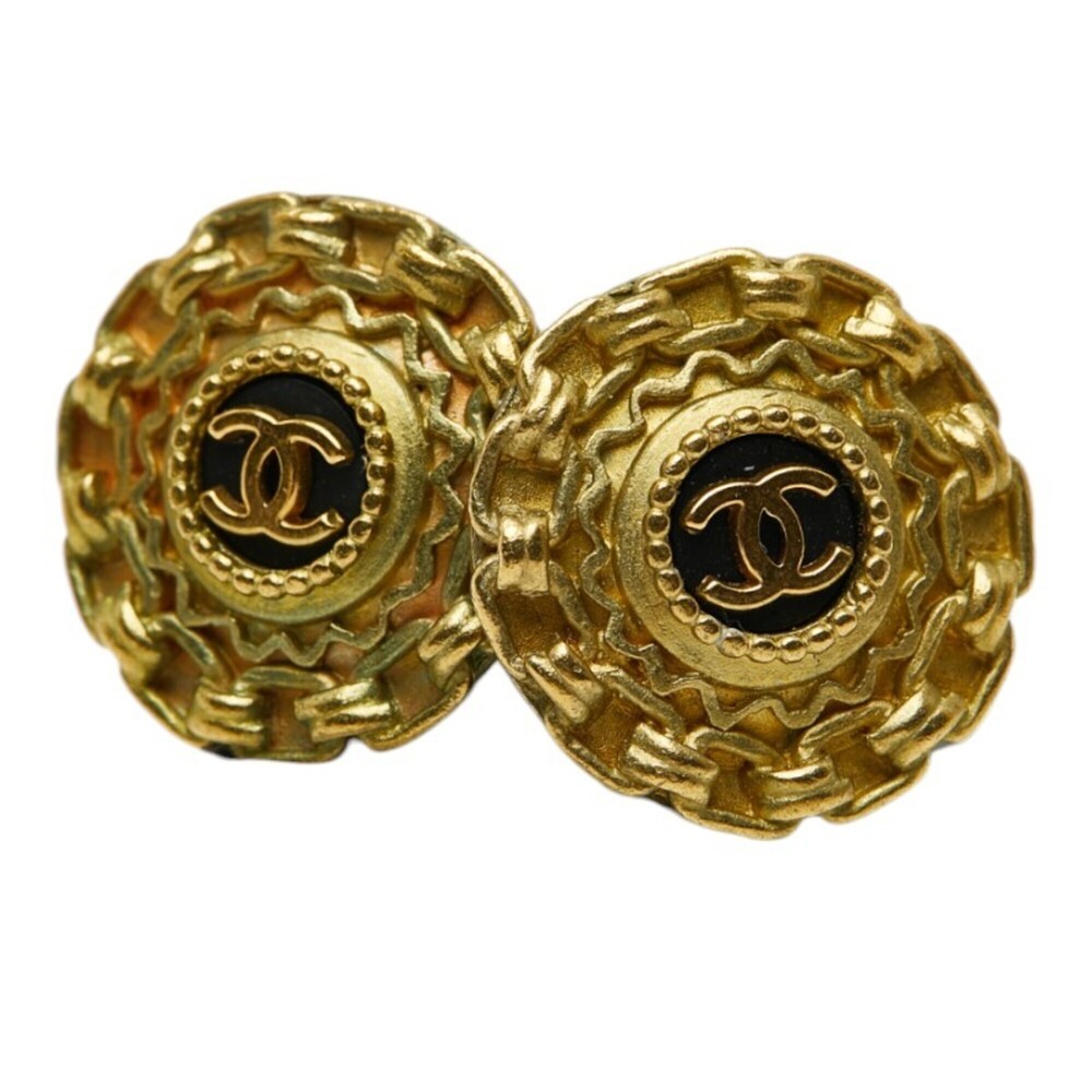 CHANEL Vintage Gold Logo Earrings